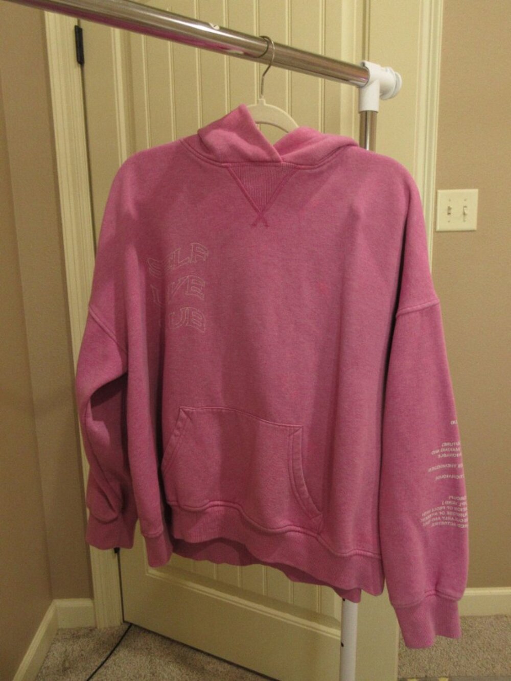 Oversized Graphic Hoodie, Pink, size Medium